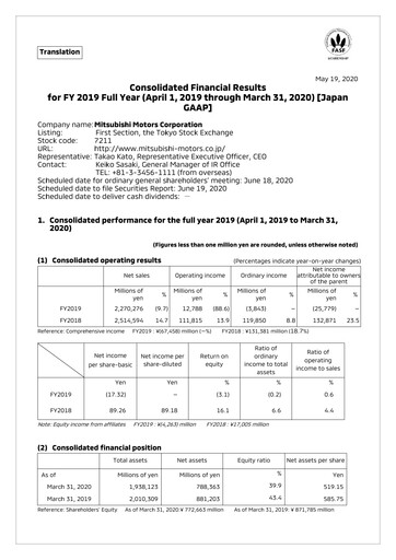 Thumbnail Mitsubishi Motors Financial Statement fy2019
