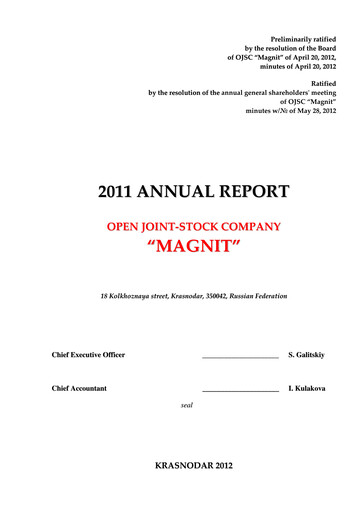 Vorschaubild Magnit
 Jahresbericht 2011