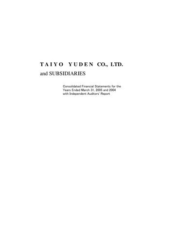 Thumbnail Taiyo Yuden Financial Statement fy2004