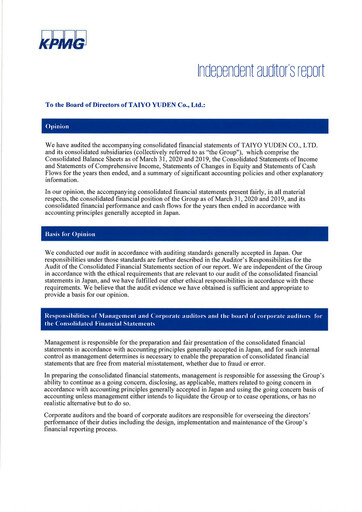 Thumbnail Taiyo Yuden Financial Statement fy2019