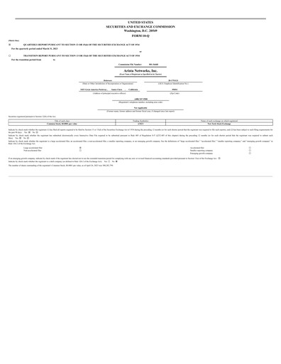 Thumbnail Arista Networks Quarterly Report 2023-q1