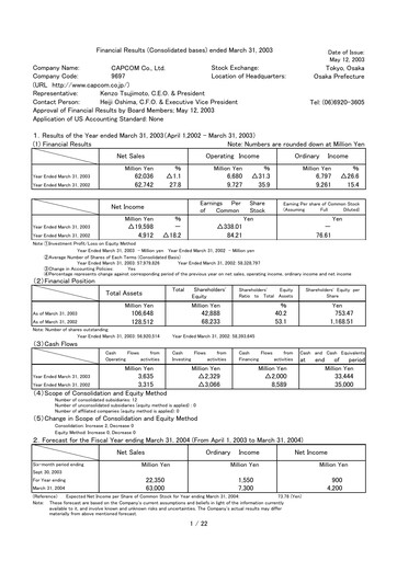 Thumbnail Capcom Financial Report 2002