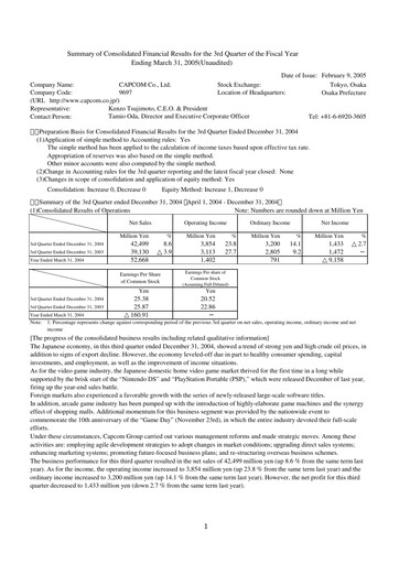 Thumbnail Capcom Quarterly Report 2004-q3