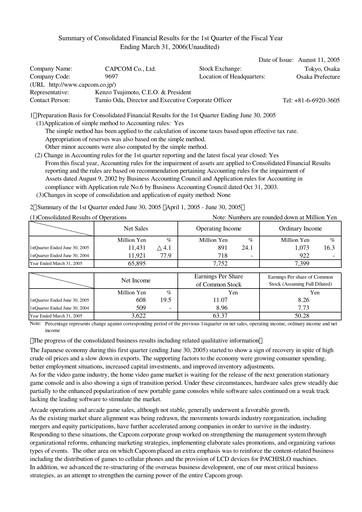 Thumbnail Capcom Quarterly Report 2005-q1