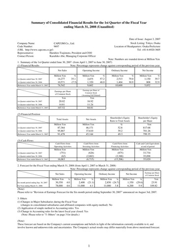 Thumbnail Capcom Quarterly Report 2007-q1