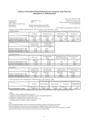 Thumbnail Capcom Quarterly Report 2007-q3