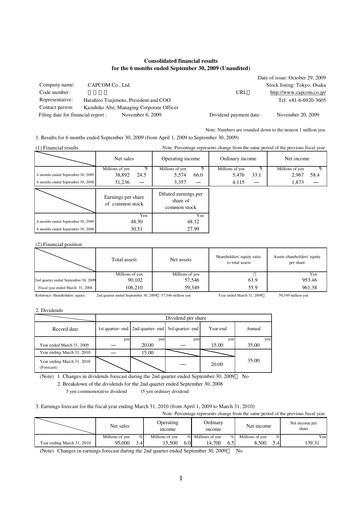 Thumbnail Capcom Quarterly Report 2009-q2