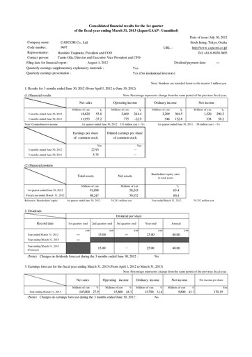Thumbnail Capcom Quarterly Report 2012-q1