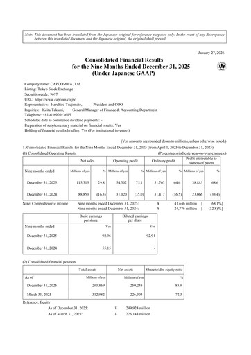 Thumbnail Capcom Quarterly Report 2025-q3