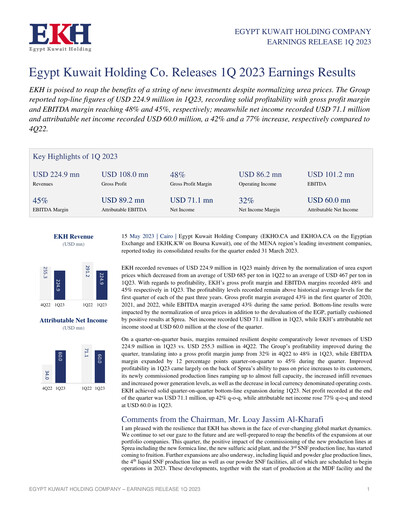 Vorschaubild Egypt Kuwait Holding Company Quartalsbericht 2023-q1