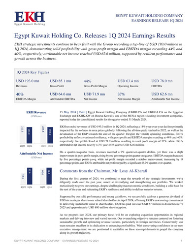 Vorschaubild Egypt Kuwait Holding Company Quartalsbericht 2024-q1