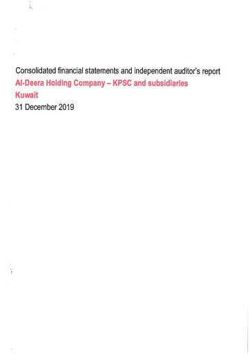 Thumbnail Al-Deera Holding Company Financial Statement 2019