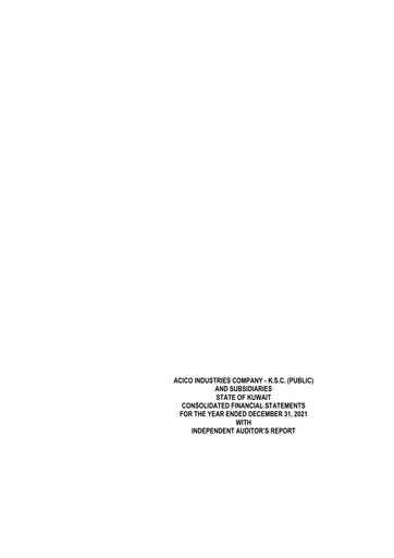 Thumbnail ACICO Industries Company Financial Statement 2021