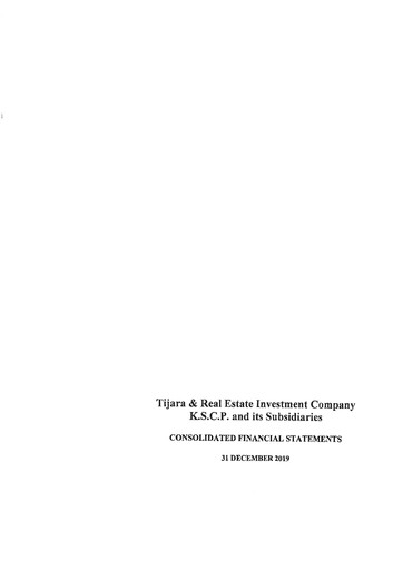 Thumbnail Tijara & Real Estate Investment Company Financial Statement 2019