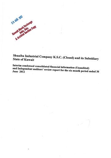 Miniature Shuaiba Industrial Company Bilan financier 2012-h1