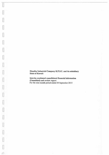 Miniature Shuaiba Industrial Company Bilan financier 2015-9m