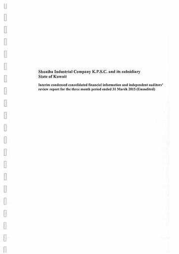 Miniature Shuaiba Industrial Company Bilan financier 2015-q1
