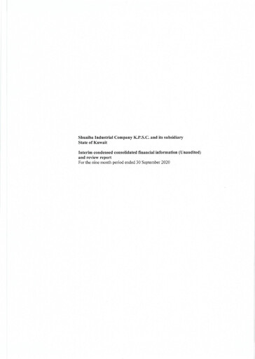 Miniature Shuaiba Industrial Company Bilan financier 2020-9m