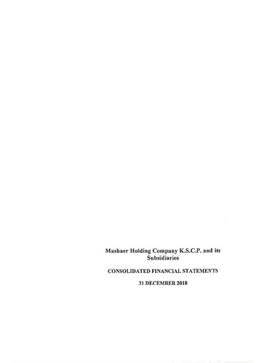 Thumbnail Mashaer Holding Company K.S.C.P. Financial Statement 2018