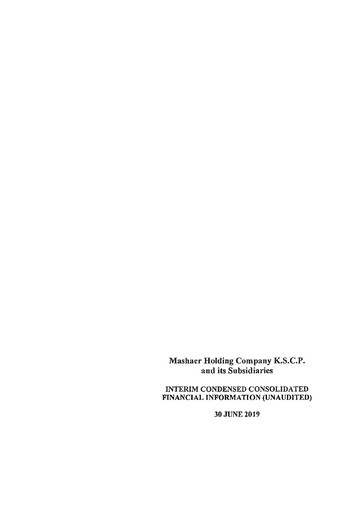 Miniature Mashaer Holding Company K.S.C.P. Rapport semestriel 2019