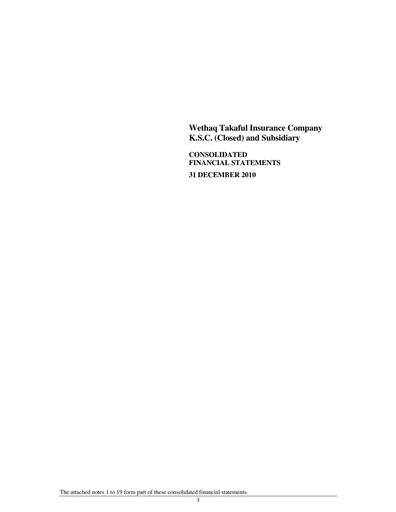 Thumbnail Wethaq Takaful Insurance Company K.S.C.P. Financial Statement 2010