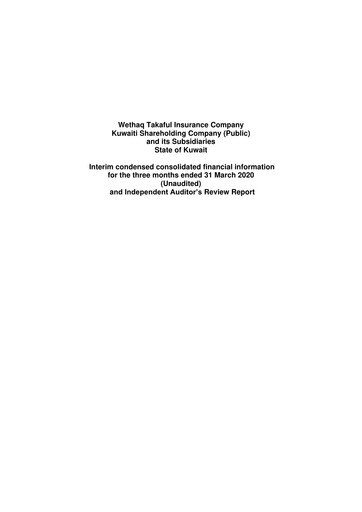 Thumbnail Wethaq Takaful Insurance Company K.S.C.P. Quarterly Report 2020-q1
