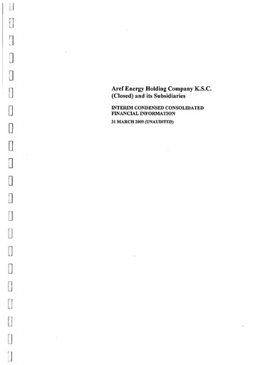 Vorschaubild The Energy House Holding Company Finanzmitteilung 2009-q1