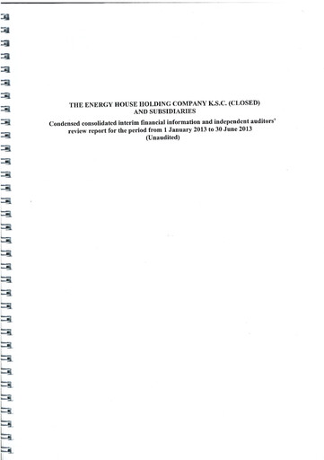 Vorschaubild The Energy House Holding Company Finanzmitteilung 2013-h1