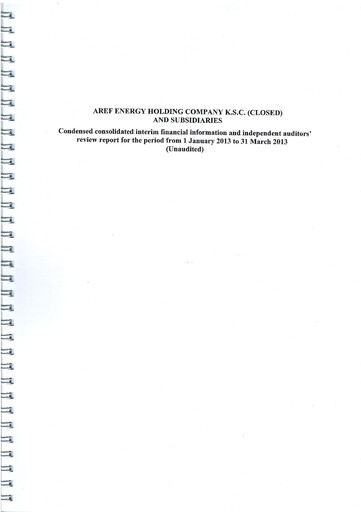 Vorschaubild The Energy House Holding Company Finanzmitteilung 2013-q1