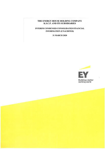 Vorschaubild The Energy House Holding Company Finanzmitteilung 2020-q1