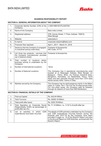 Vorschaubild Bata India ESG-Bericht 2017-2018