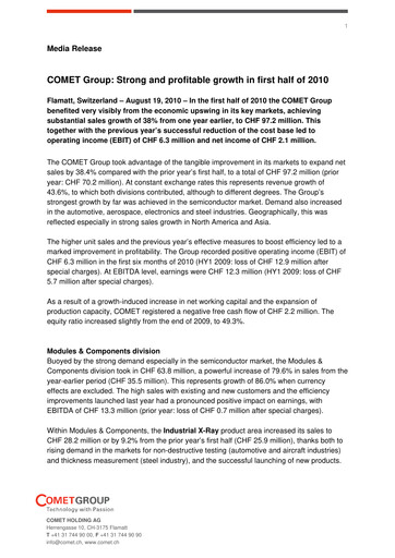 Vorschaubild Comet Holding Halbjahresbericht 2010-h1