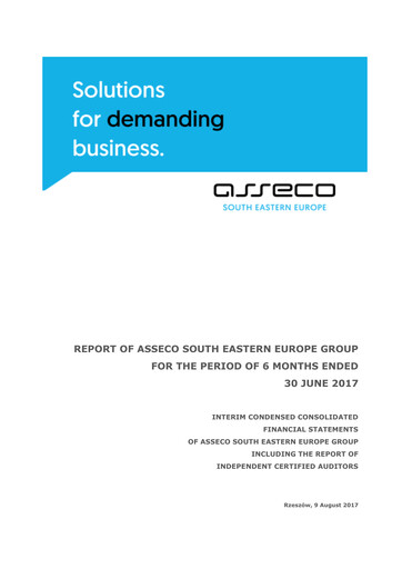 Thumbnail Asseco South Eastern Europe Half-year Report 2017
