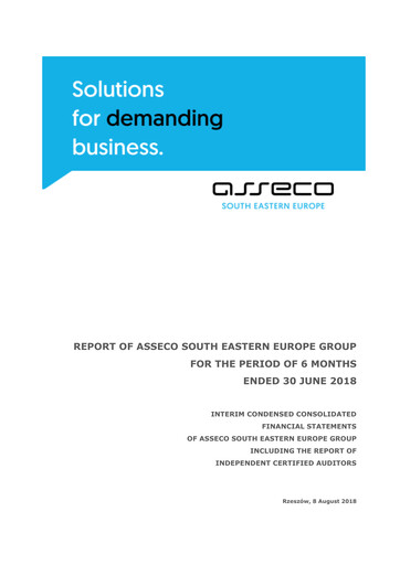 Thumbnail Asseco South Eastern Europe Half-year Report 2018