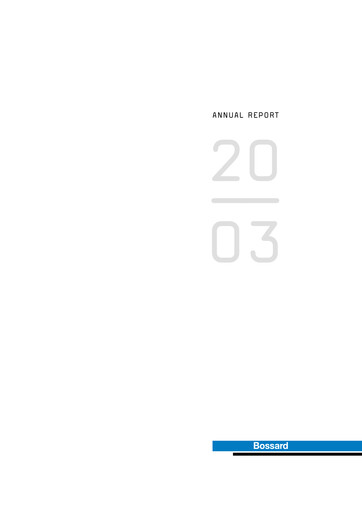 Thumbnail Bossard Holding Annual Report 2003