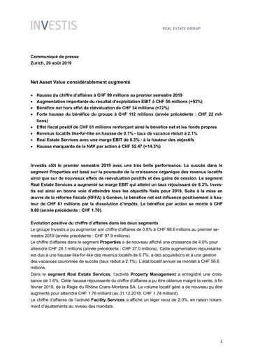 Thumbnail Investis Holding Half-year Report 2019-h1