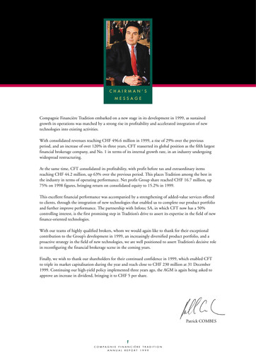 Vorschaubild Compagnie Financière Tradition Jahresbericht 1999