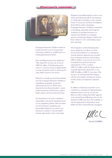 Vorschaubild Compagnie Financière Tradition Jahresbericht 2000