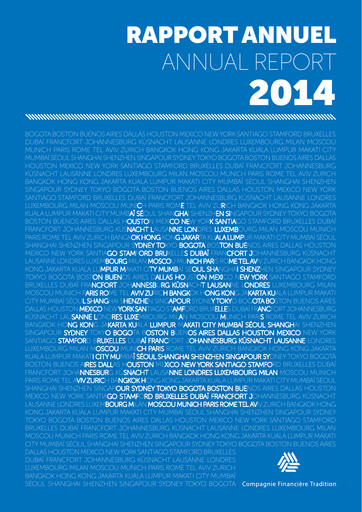 Vorschaubild Compagnie Financière Tradition Jahresbericht 2014