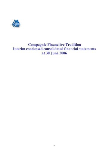 Thumbnail Compagnie Financière Tradition Half-year Report 2006