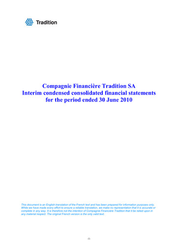 Thumbnail Compagnie Financière Tradition Half-year Report 2010