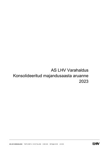 Thumbnail AS LHV Group Annual Report 2023