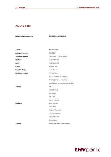 Thumbnail AS LHV Group Quarterly Report 2010-q4