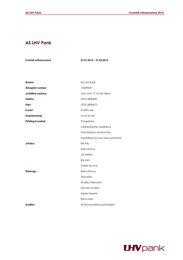 Thumbnail AS LHV Group Quarterly Report 2012-q1