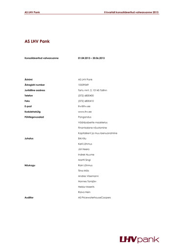 Thumbnail AS LHV Group Quarterly Report 2013-q2