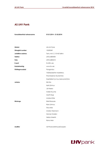 Thumbnail AS LHV Group Quarterly Report 2014-q1