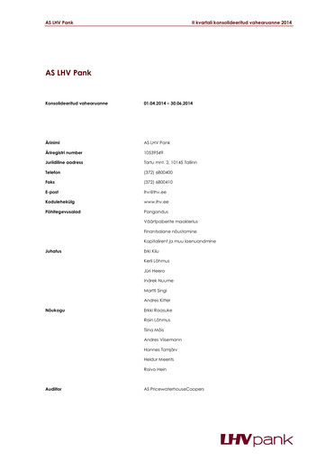 Thumbnail AS LHV Group Quarterly Report 2014-q2