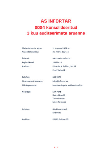 Thumbnail Infortar Quarterly Report 2024-q1