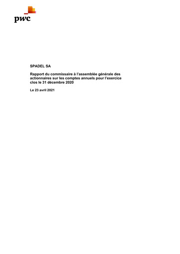 Thumbnail Spadel Financial Statement 2020