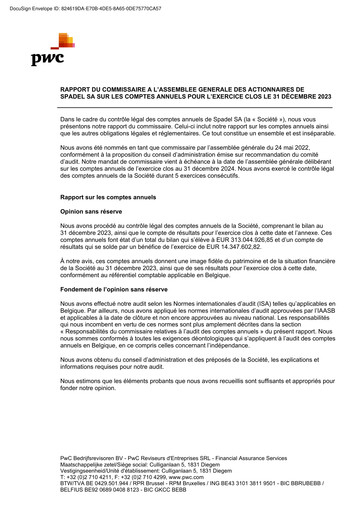 Thumbnail Spadel Financial Statement 2023